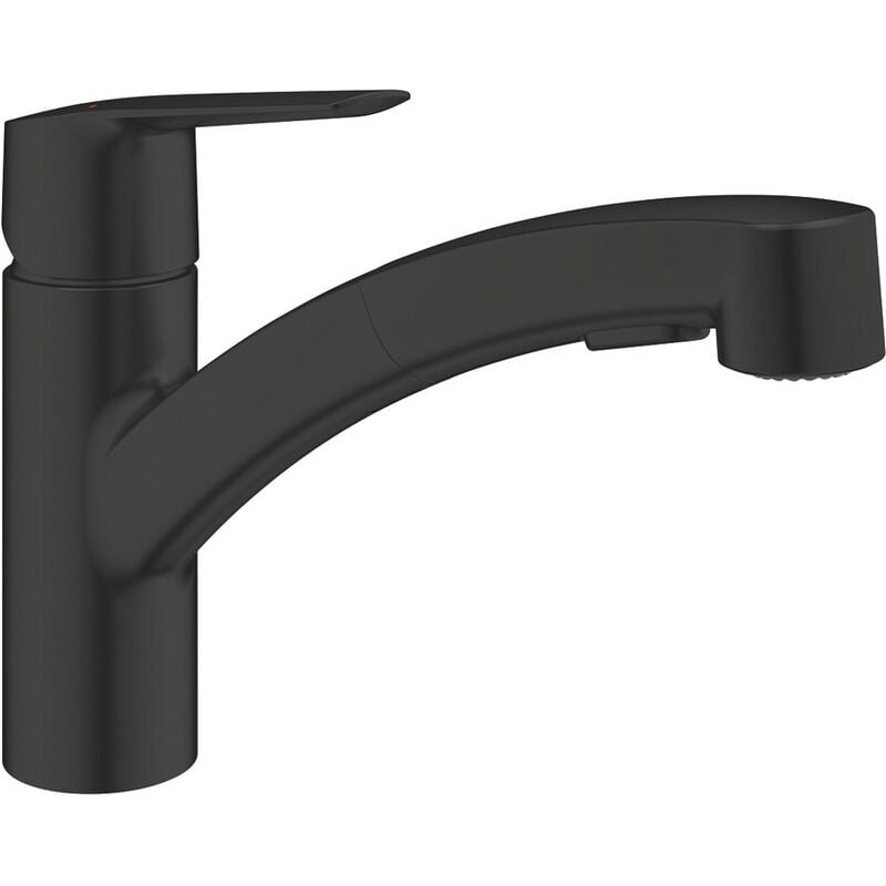 foto del prodotto grohe miscelatore monocomando per lavello start con doccetta estraibile, nero opaco 303072431 