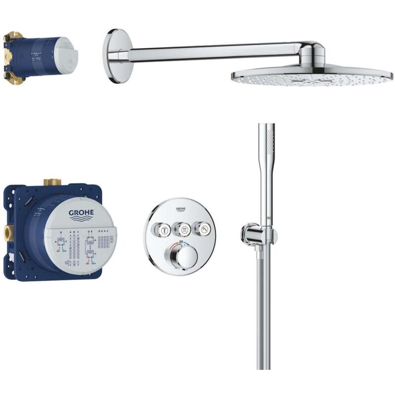 foto del prodotto grohe precision smartcontrol set doccia con termostatico, da incasso, diametro 31 cm, 2 getti, cromo 34874000