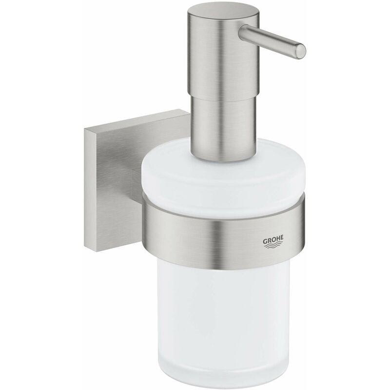foto del prodotto grohe quickfix start cube dispenser di sapone liquido con supporto, vetro supersteel 41098dc0