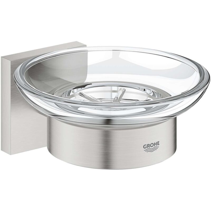 foto del prodotto grohe quickfix - start cube - porta sapone con supporto - finitura supersteel 41096dc0 a vite o adesivo