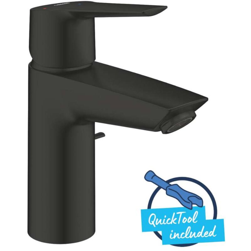 foto del prodotto grohe quickfix start miscelatore da lavabo, con sistema di scarico, avvio a freddo, nero opaco 311372432
