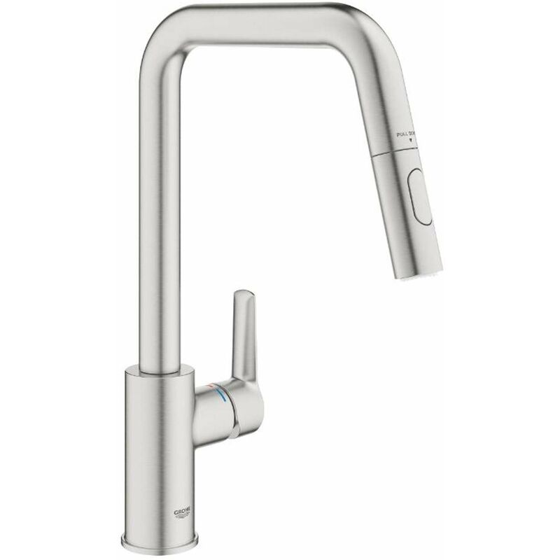 foto del prodotto grohe quickfix start miscelatore da lavello con doccetta estraibile, supersteel 30631dc0