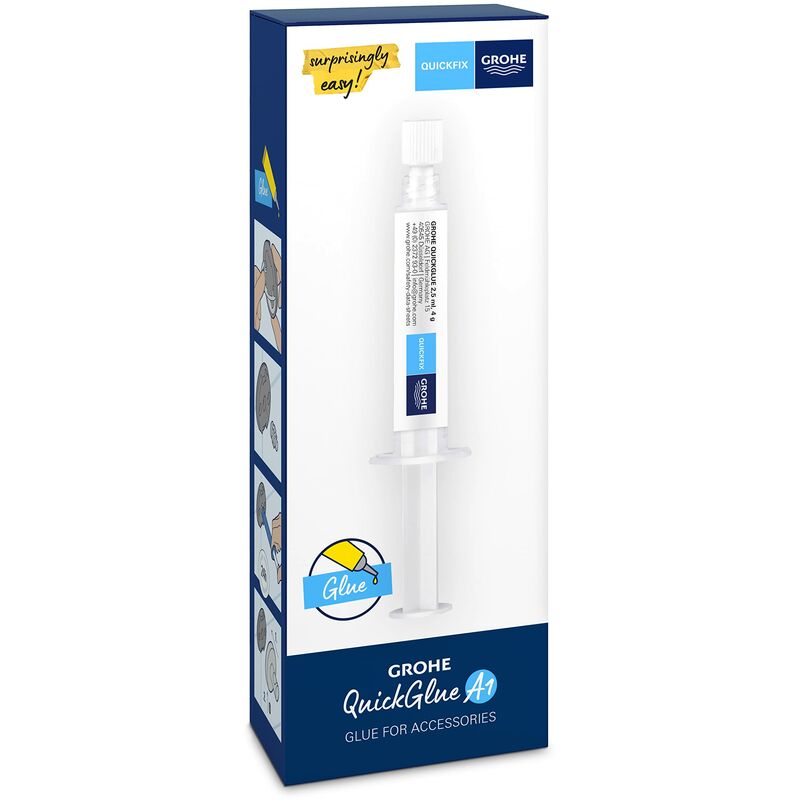 foto del prodotto grohe quickglue a1, siringa singola per accessori con singolo punto di fissaggio, tempo di posa 24h, 41127000