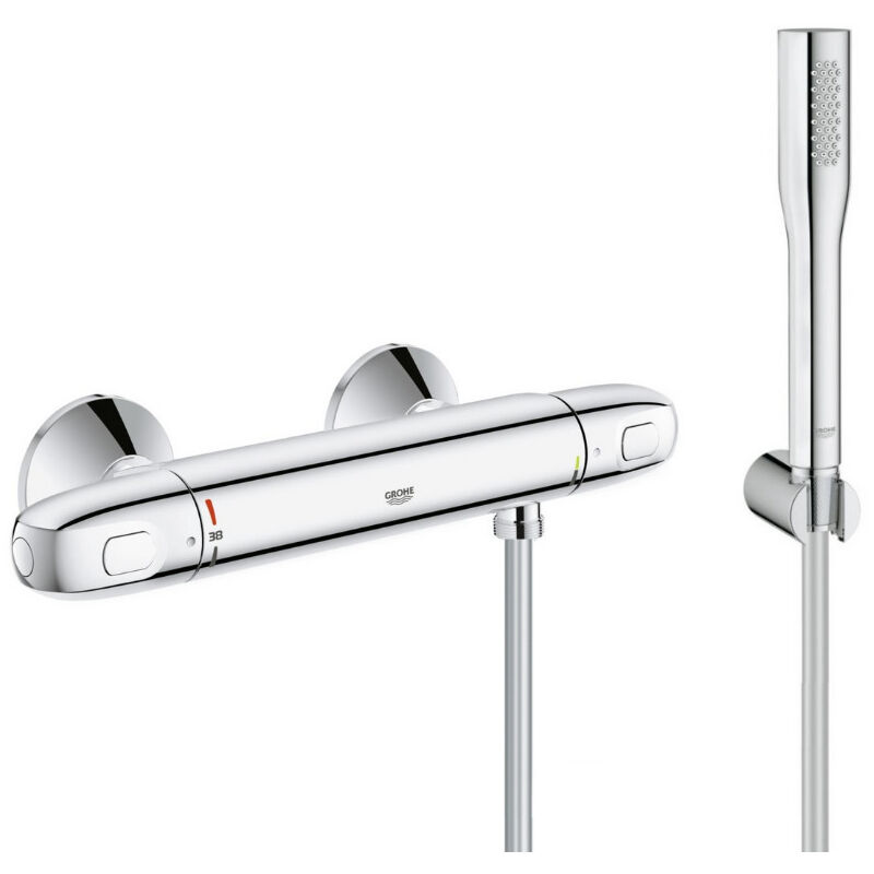 foto del prodotto grohe set doccia con miscelatore termostatico grohtherm 1000 doccia a bastone euphoria cosmopolitan a 1 getto, cromo 34550000