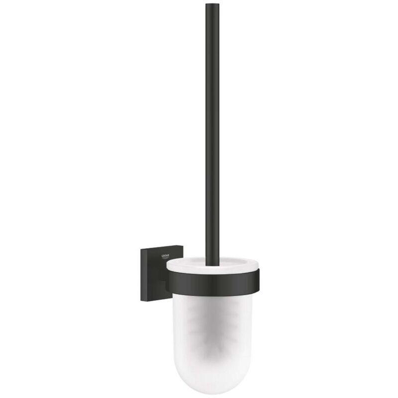 foto del prodotto grohe start cube scopino wc con supporto a parete, vetro nero opaco 409772430