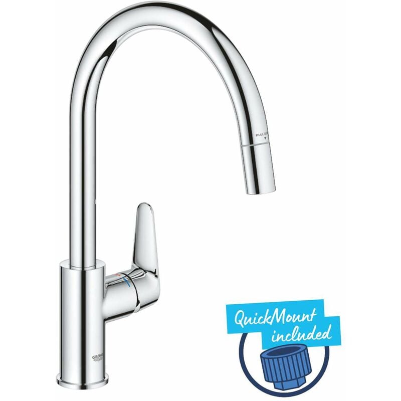 foto del prodotto grohe start curve miscelatore da lavello con bocca di erogazione estraibile, cromo 30562000