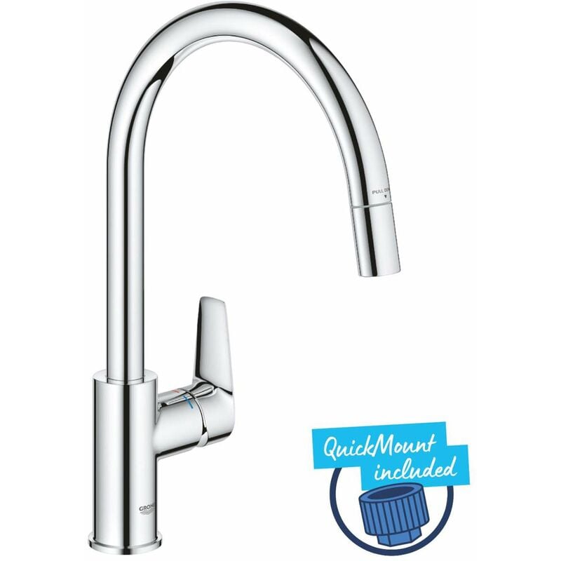 foto del prodotto grohe start edge miscelatore da lavello con bocca di erogazione estraibile, cromo 30551000