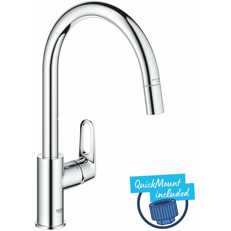 foto del prodotto grohe start flow miscelatore da lavello con bocca di erogazione estraibile, cromo 30569000