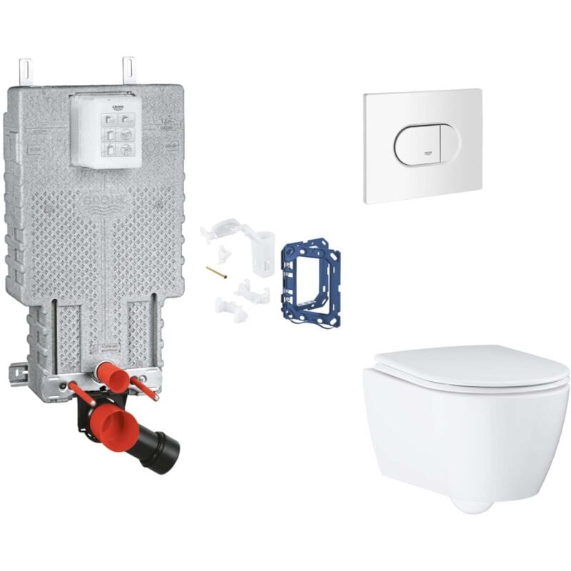 foto del prodotto grohe uniset set con modulo d installazione per wc a parete, copriwater softclose e placca di comando arena cosmopolitan con kit d inserimento