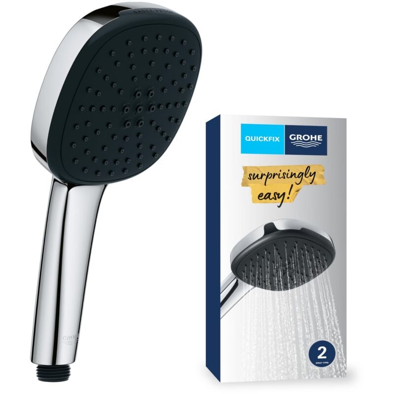 foto del prodotto grohe vitalio comfort 110 26926001 doccetta ad alta pressione soffione quadrato da 11 cm, 2 getti pioggia e getto, sistema anticalcare, anello