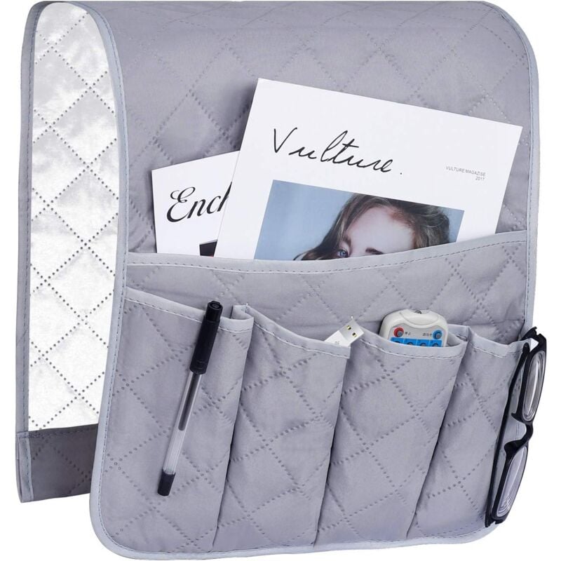 foto del prodotto groofoo organizer per braccioli, fodera protettiva per divano e poltrona, tasche sospese salvaspazio, custodia antiscivolo per telefono, libri,