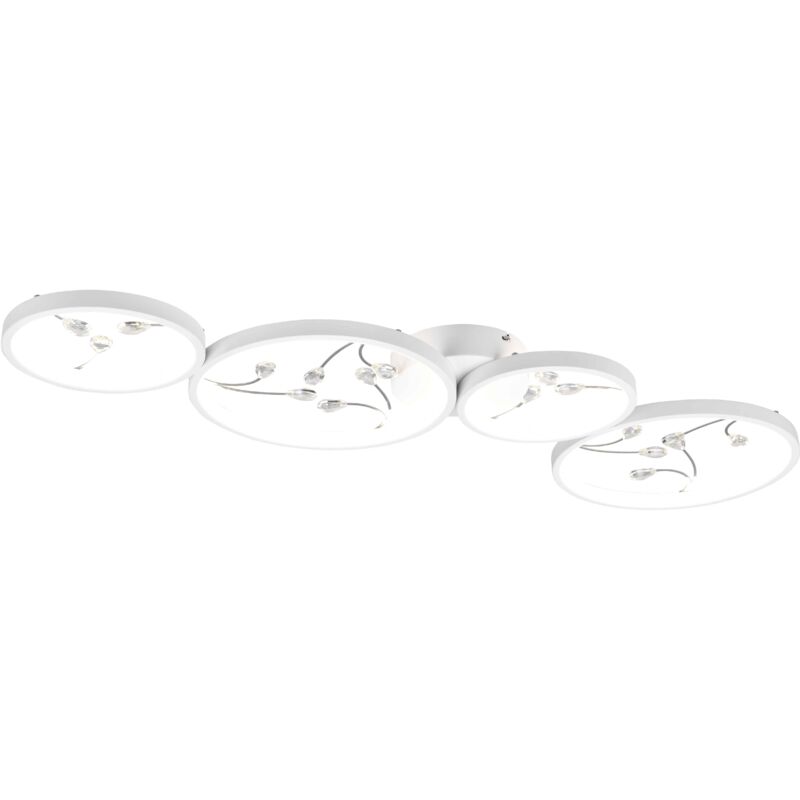 foto del prodotto groovy plafoniera led 4 cerchi con decori gemme bianca funzione regolazione intensita interruttore a parete l. 96cm