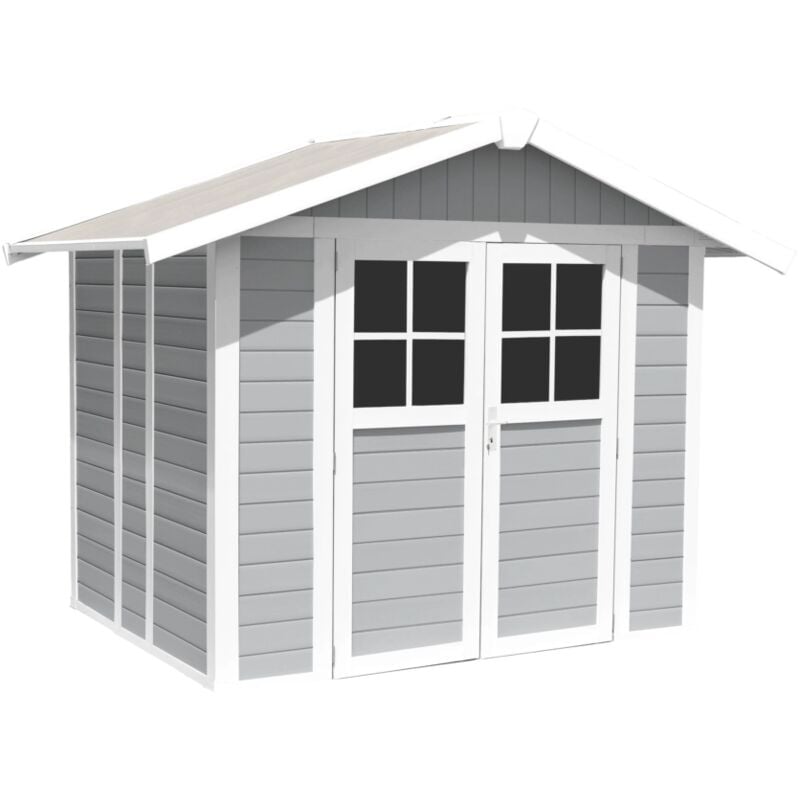 foto del prodotto grosfillex casetta da giardino in pvc deco 5 grigio e bianco 295x261x236 cm cod. 22905235