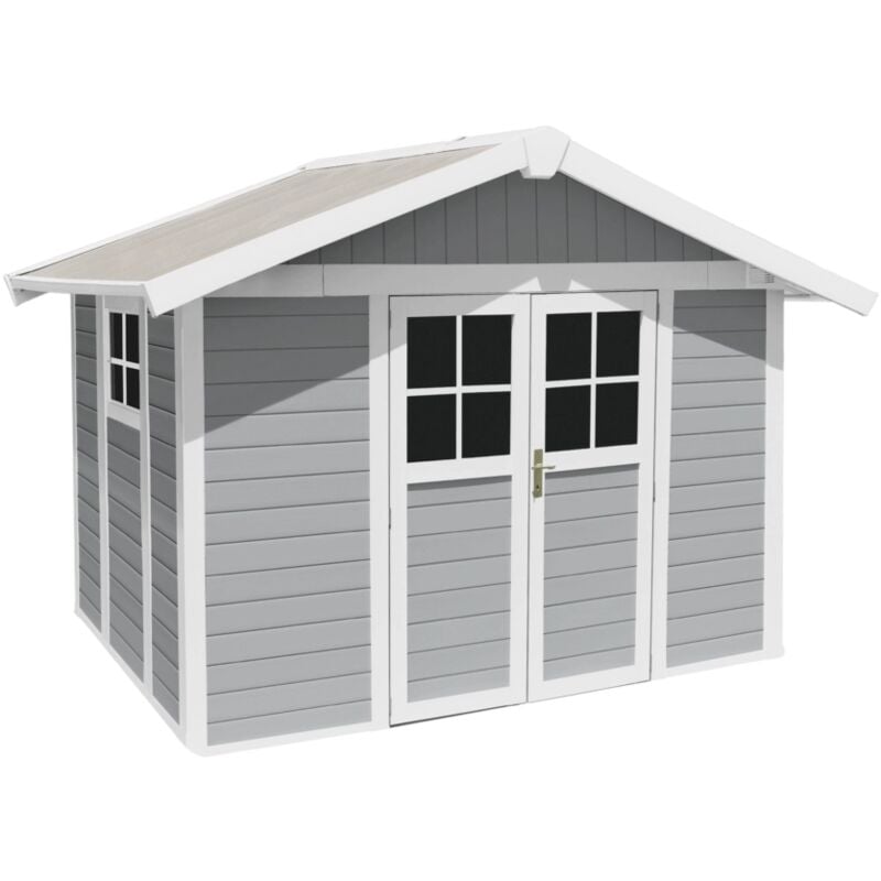 foto del prodotto grosfillex casetta da giardino in pvc deco 7 grigio e bianco 370x298x250 cm cod. 22907235