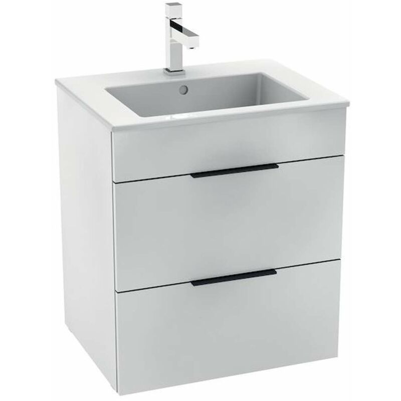 foto del prodotto groupe roca cubo mobile bagno bianco 2 cassetti 54x42,2x62,2cm lavabo e troppopieno in ceramica bianca h4536121763001 - jika