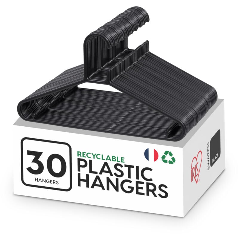 foto del prodotto grucce in plastica salvaspazio, robuste e antiscivolo, lotto di 30, nero, senza bpa, appendini versatili e durevoli per camicie, giacche, vestiti e