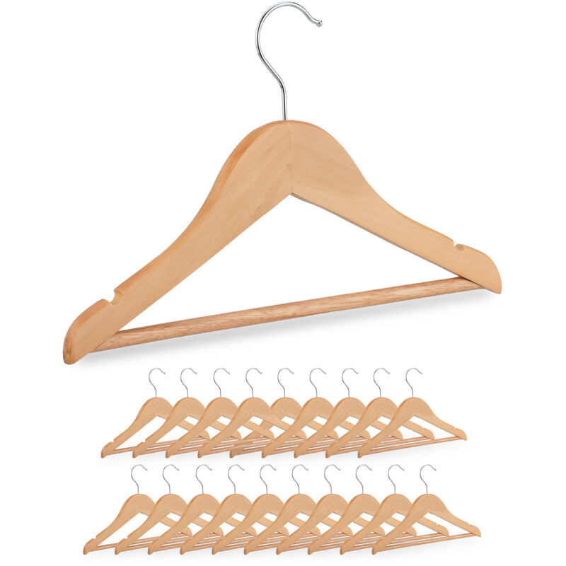 foto del prodotto grucce per bambini, set 20 appendiabiti da armadio cameretta bimbi, stampelle attaccapanni in legno, naturale relaxdays