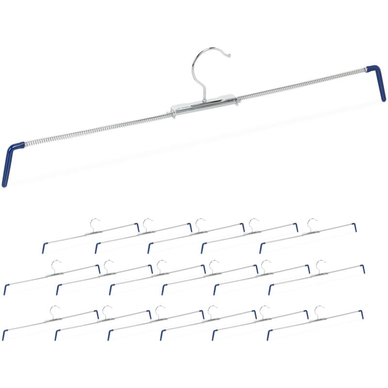 foto del prodotto grucce per pantaloni, set 10 appendini antiscivolo per gonne, stampella a spirale, l 30 51,5 cm, argento blu relaxdays