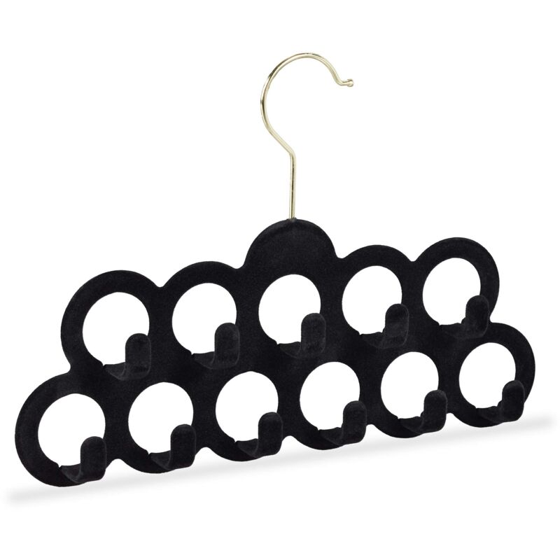 foto del prodotto gruccia multipla, per sciarpe, cinture, cravatte, gancio girevole 360 , antiscivolo, 11 supporti, color nero relaxdays