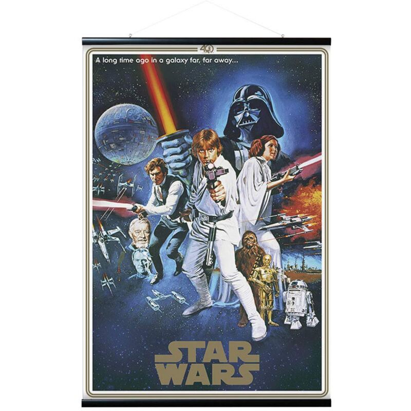 foto del prodotto grupo erik poster star wars classic con appendi poster a stecche magnetiche fai da te, 40 anniversario, 61x91,5 cm,