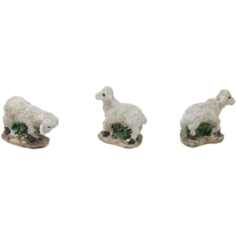 foto del prodotto gruppo di 3 pecorelle per presepe in resina 2,8x1,3x2,5 cm 10860