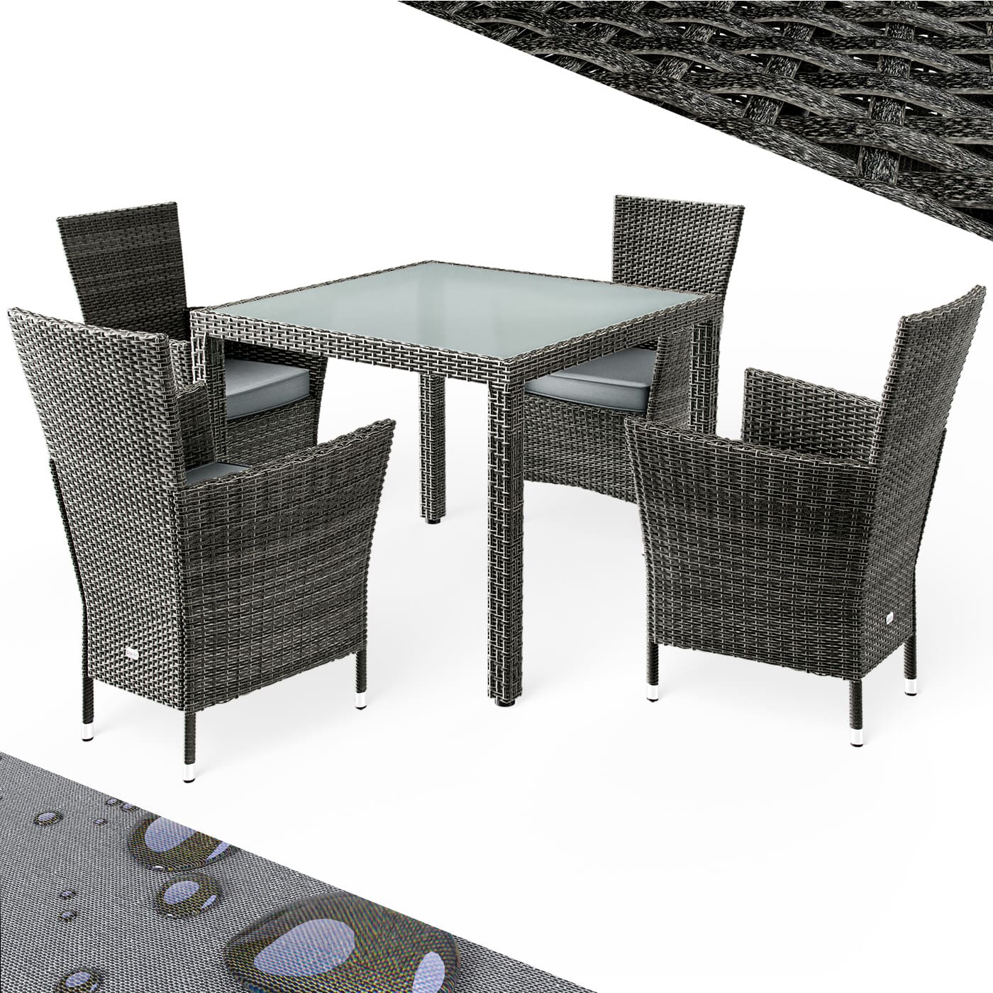 foto del prodotto gruppo di sedute da giardino bali 5 pezzi in polyrattan grigio antracite