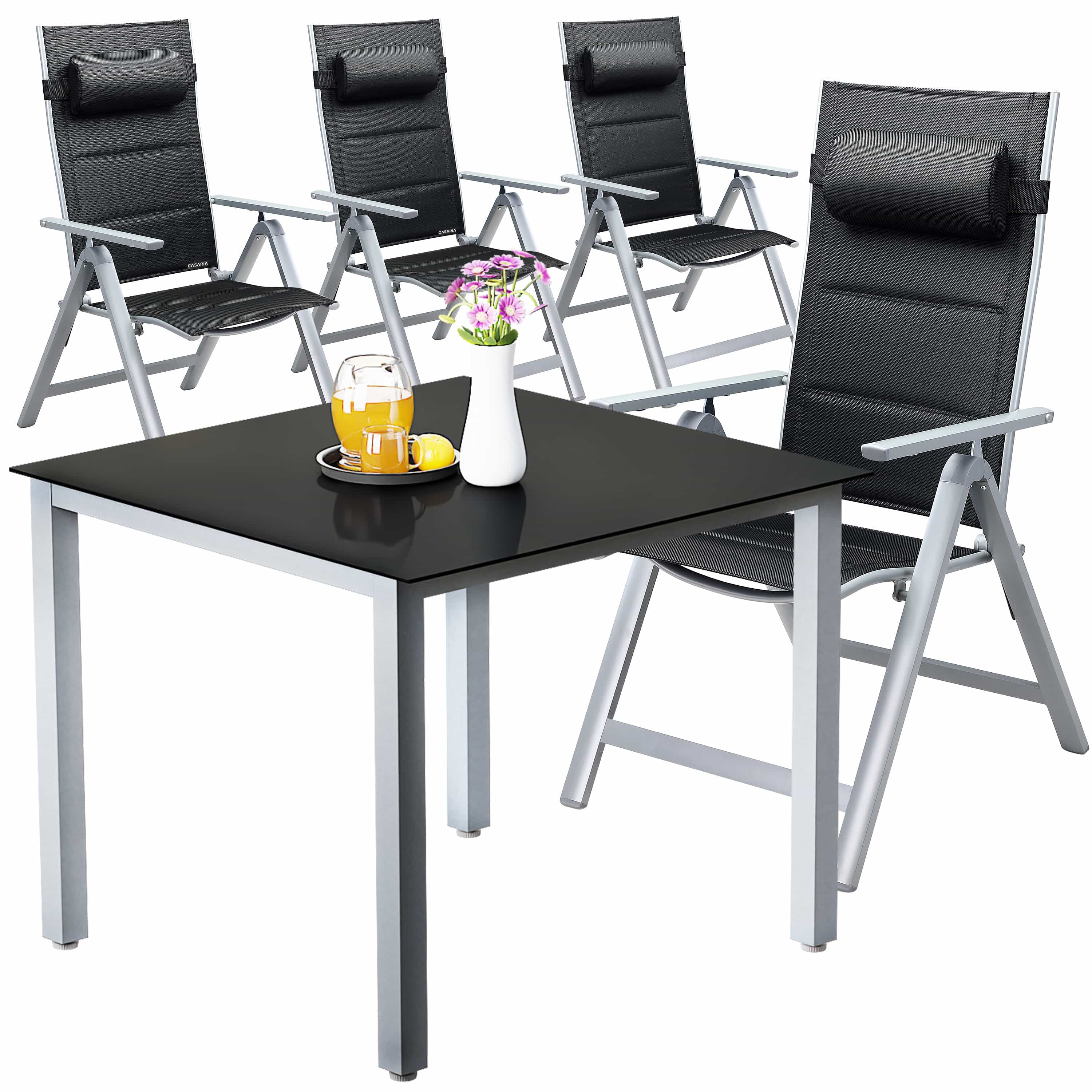 foto del prodotto gruppo di sedute da giardino bern premium 5 pezzi in alluminio argento