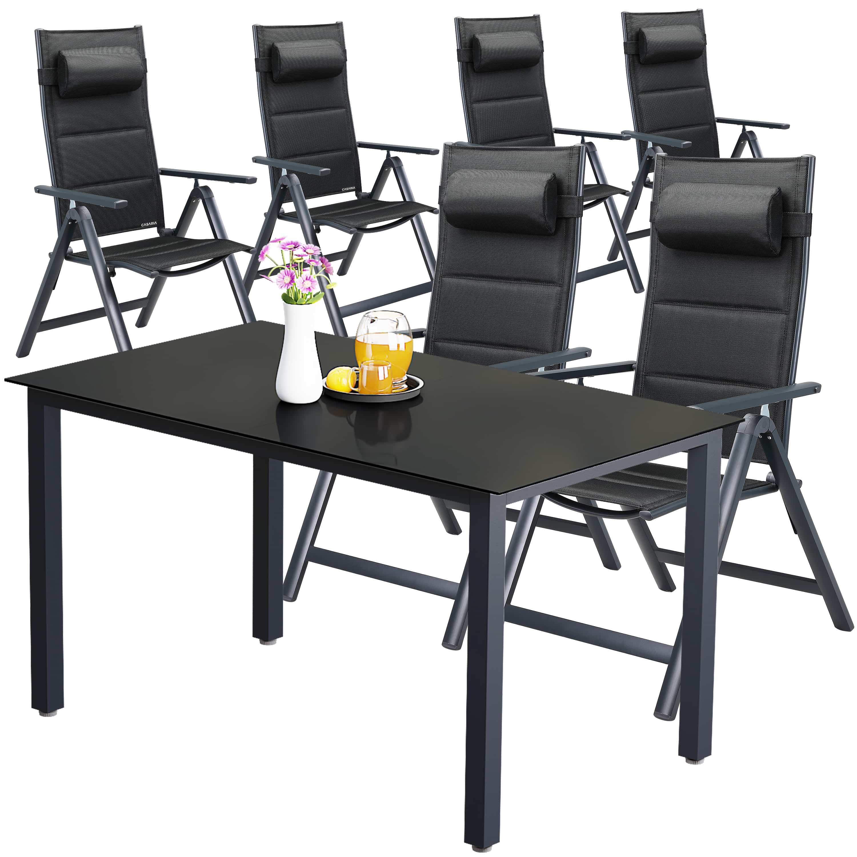 foto del prodotto gruppo di sedute da giardino bern premium 7 pezzi in alluminio antracite