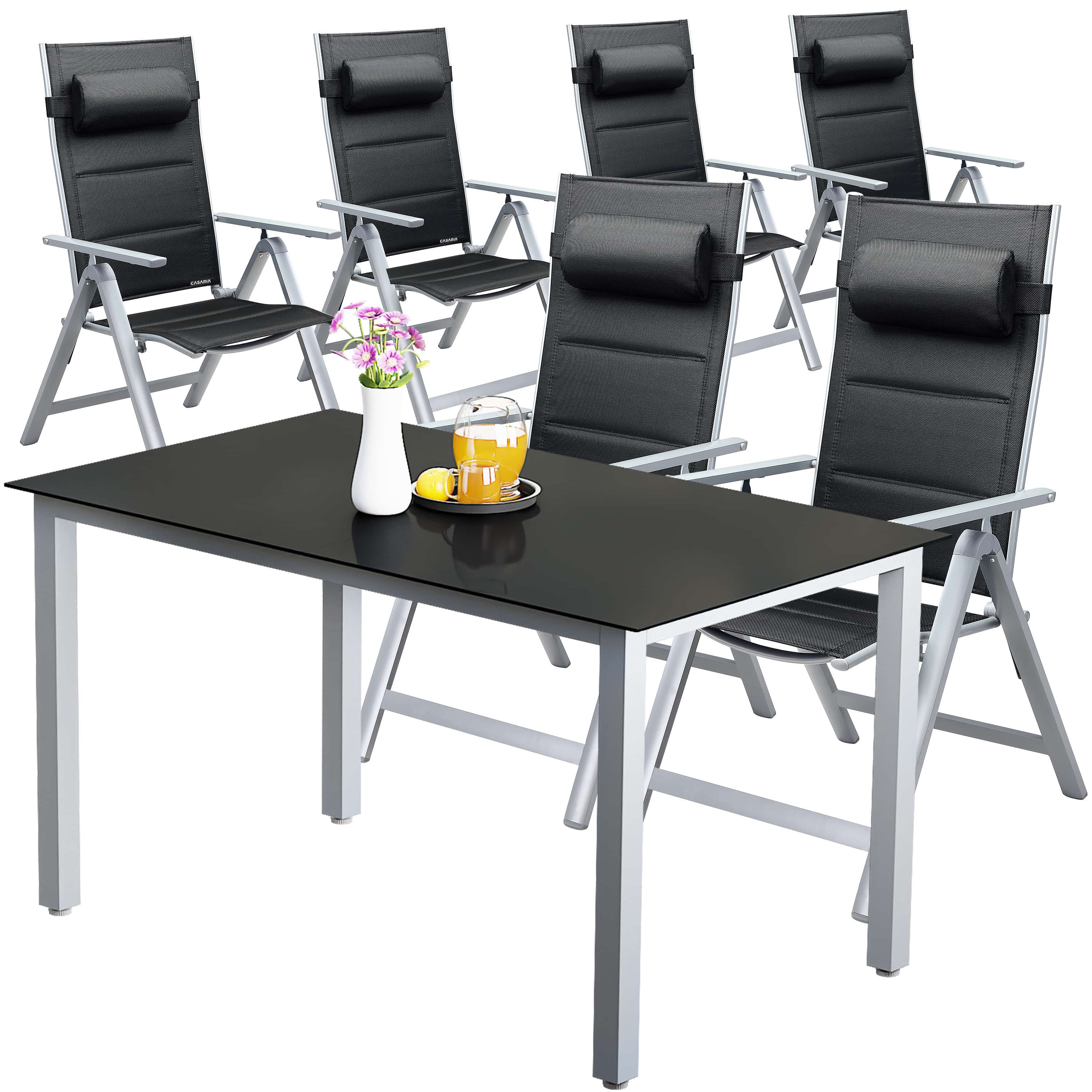 foto del prodotto gruppo di sedute da giardino bern premium 7 pezzi in alluminio argento