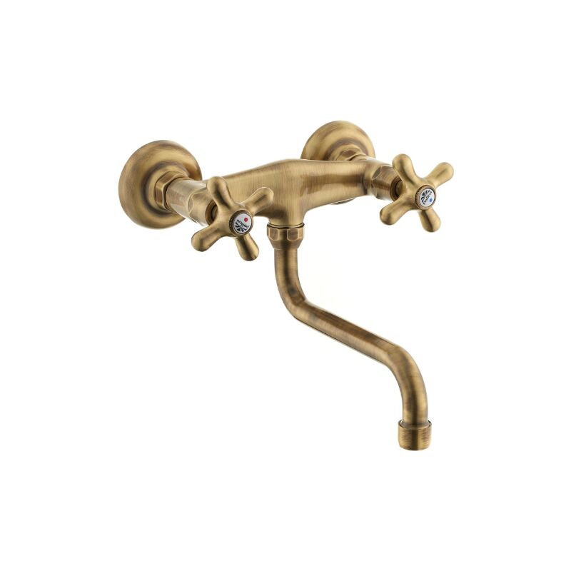 foto del prodotto gruppo lavello a muro con canna orientabile bronzato paffoni serie iris irv161br ottone bronzato