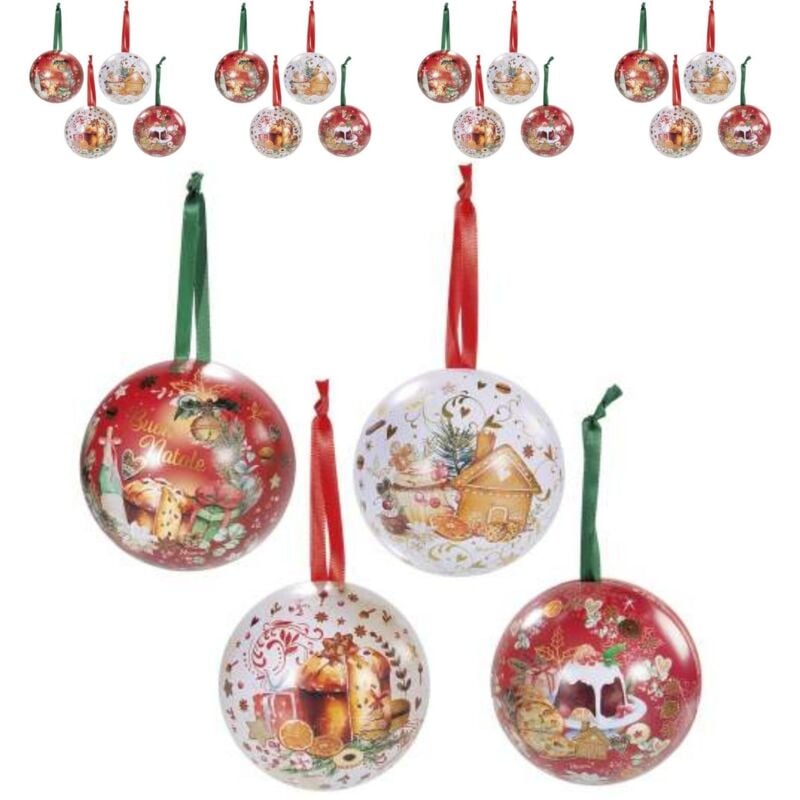 foto del prodotto gruppo maruccia 12 palline natalizie metallo apribili personalizzabili fantasia dolci per albero