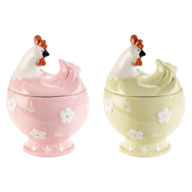 foto del prodotto gruppo maruccia barattoli per alimenti in ceramica a forma di galline set da 2