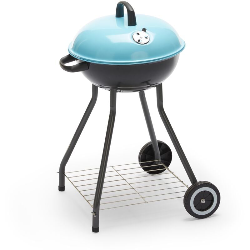 foto del prodotto gruppo maruccia barbecue a carbonella in acciaio con griglia rotonda e carrello con ruote barbecue da giardino