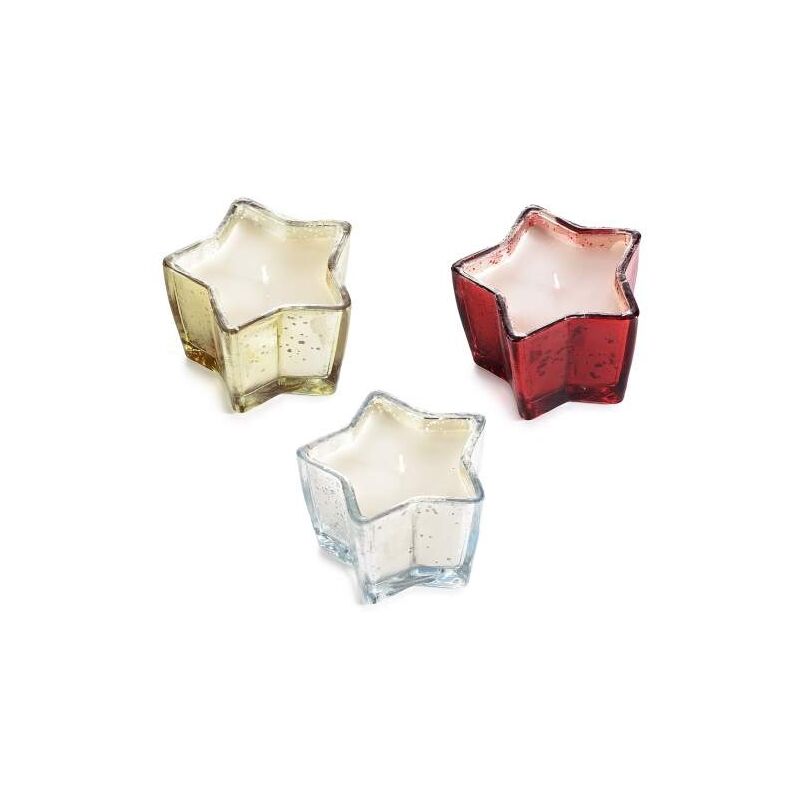 foto del prodotto gruppo maruccia candele in vaso a forma di stella decorazione per la casa idea regalo 3 pz