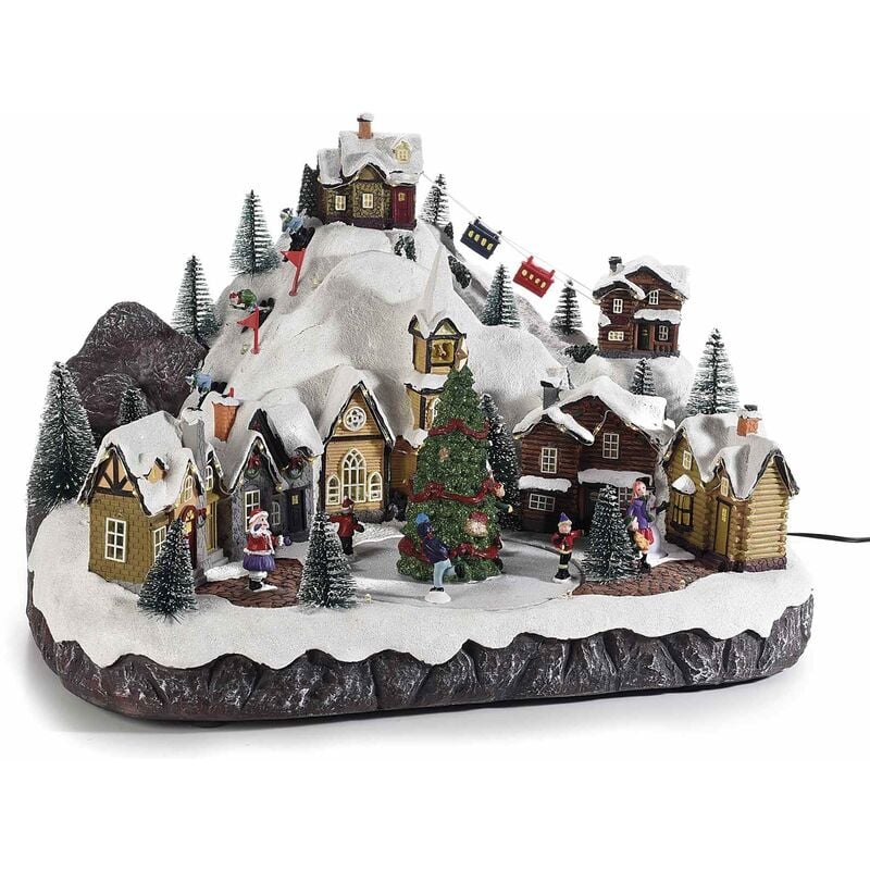 foto del prodotto gruppo maruccia carillon natalizio con pista di pattinaggio luci e suoni decorazione natalizia animata per la casa misura 42 x 28 cm