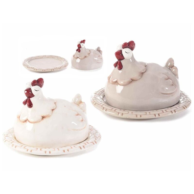 foto del prodotto gruppo maruccia coprivivande in ceramica a forma di gallina decorazione per casa e cucina idea regalo set da 2