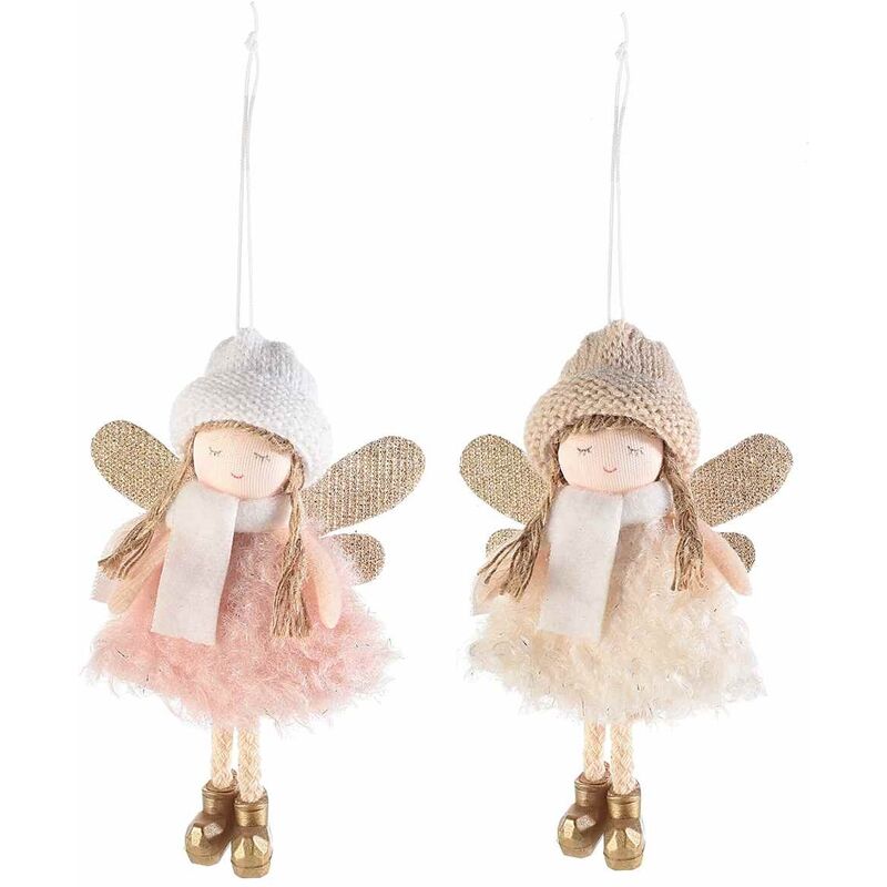 foto del prodotto gruppo maruccia decorazioni per albero di natale a forma di angioletti in pelliccia sintetica e con ali set da 8 pezzi addobbi natalizi da appendere