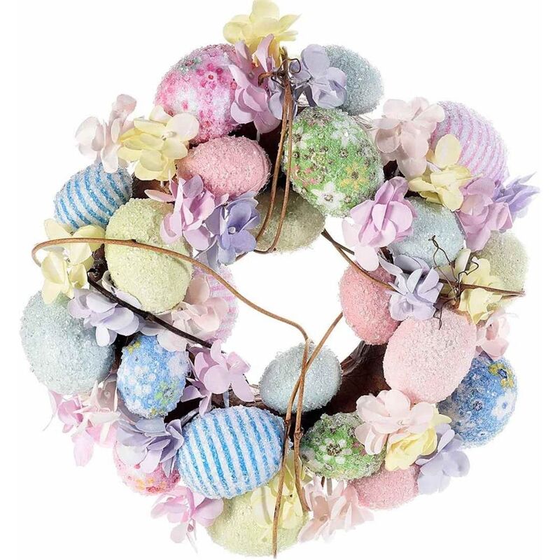 foto del prodotto gruppo maruccia ghirlanda pasquale da appendere con uova e fiori diametro 25 centimetri