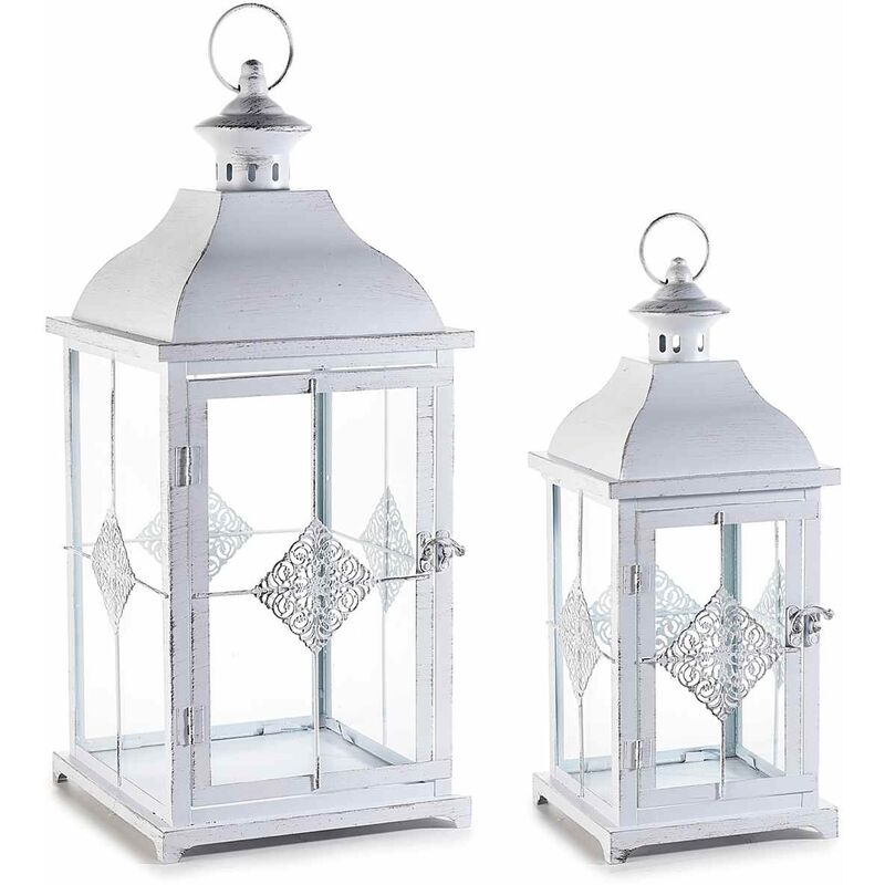 foto del prodotto gruppo maruccia lanterne portacandele anticate color bianco decorazione shabby chic per la casa