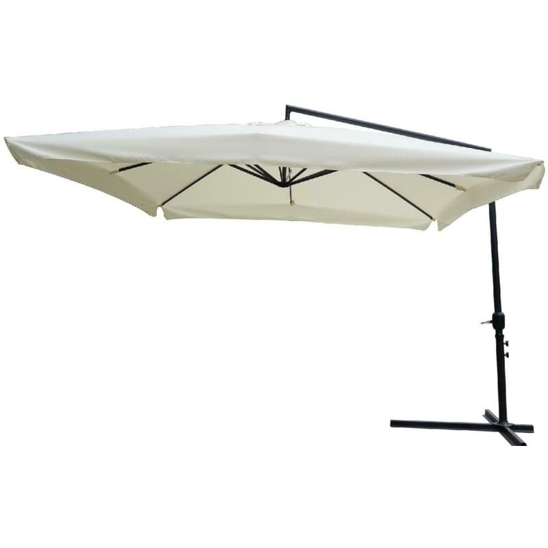 foto del prodotto gruppo maruccia - ombrellone da giardino con palo laterale 3 x 3 metri in acciaio e copertura color ecrù arredamento esterni arredamento giardino