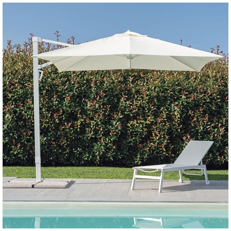 foto del prodotto gruppo maruccia ombrellone da giardino con palo laterale, telo idrorepellente 3x3 metri, colore bianco