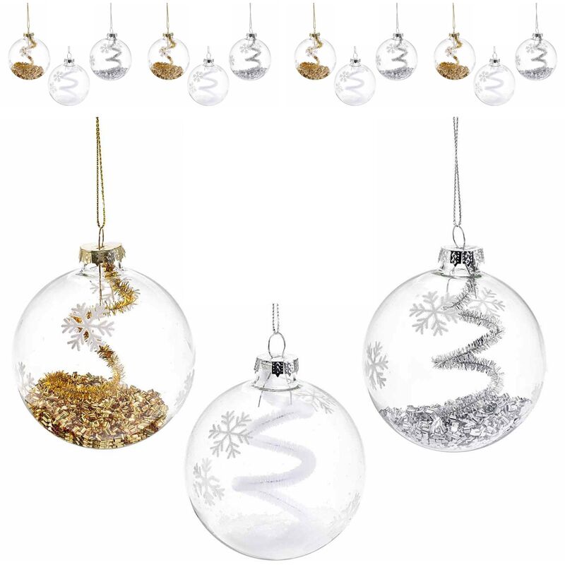 foto del prodotto gruppo maruccia palline albero di natale in vetro con glitter artigianali 12 pz diametro 8 cm