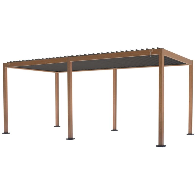 foto del prodotto gruppo maruccia pergola bioclimatica struttura maggiorata in alluminio effetto legno 3x6 mt