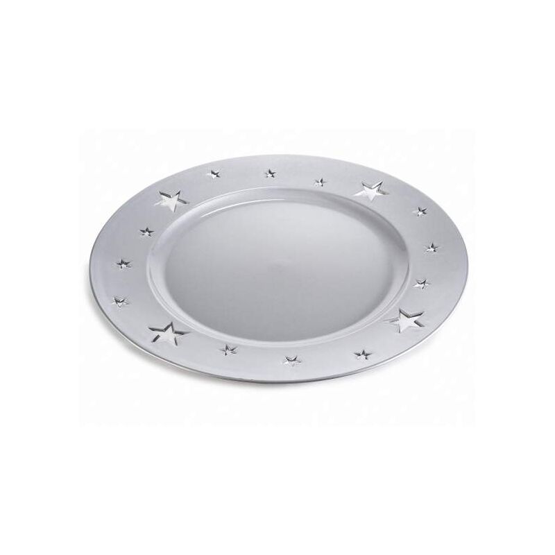 foto del prodotto gruppo maruccia - piatti natalizi in plastica riutilizzabili con stelle set da 12 argento