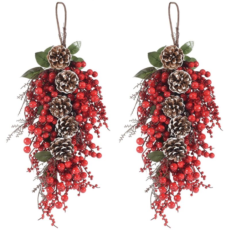 foto del prodotto gruppo maruccia - rami artificiali bacche rosse e pigne - ghirlanda e addobbi natalizi da appendere