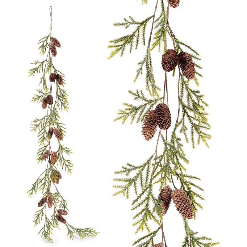 foto del prodotto gruppo maruccia - set 2 festoni natalizi da appendere con rami d'abete e pigne -