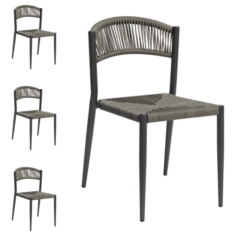 foto del prodotto gruppo maruccia set 4 sedie da esterno alluminio impilabili per bar, ristornate, giardino grigio