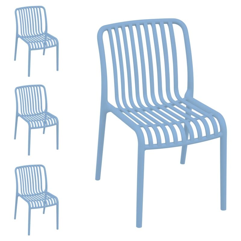 foto del prodotto gruppo maruccia - set 4 sedie in polipropilene per giardino, bar, ristoranti colore celeste