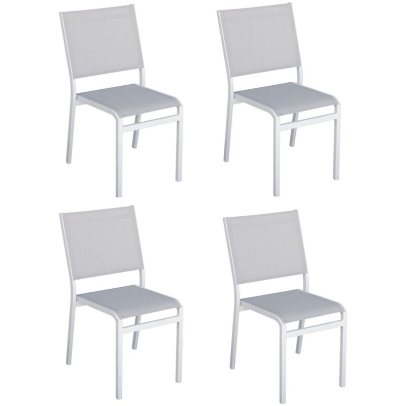 foto del prodotto gruppo maruccia - set 4 sedie per esterni impilabili in alluminio, arredamento giardini, bar, ristoranti, colore bianco