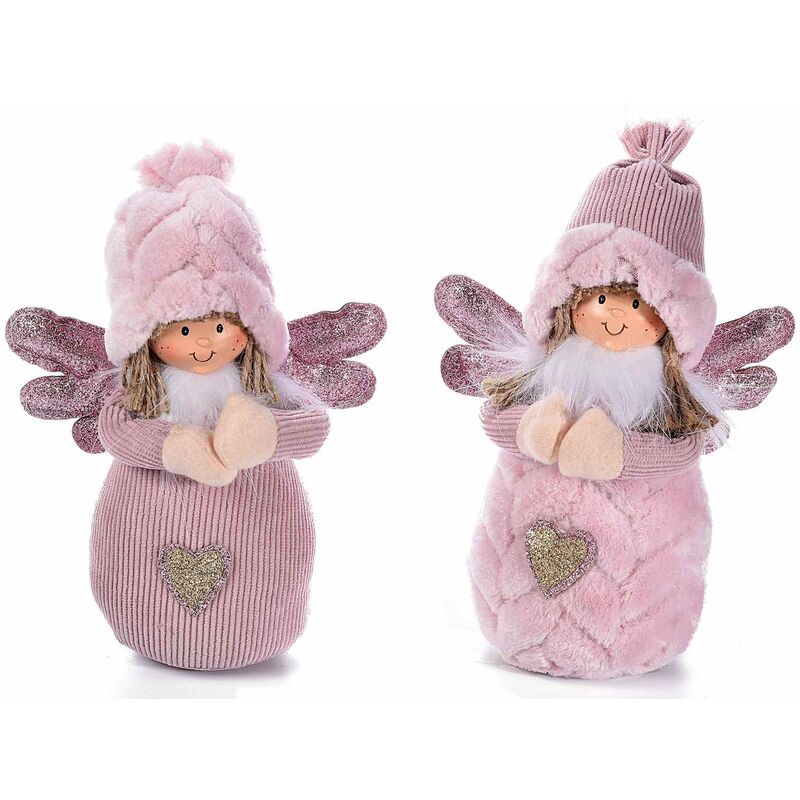 foto del prodotto gruppo maruccia set due angioletti natalizi in peluche da appoggiare decorazione per vetrine negozi e casa